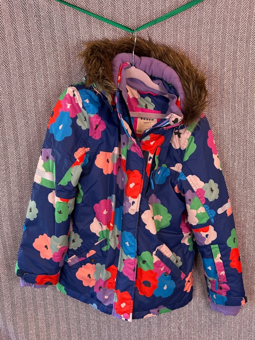 Boden Winter All-Weather Waterproof Jacket, Navy Floral